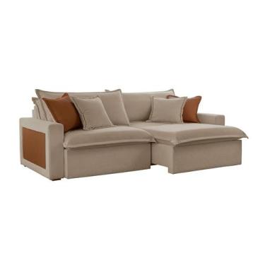 Imagem de Sofá 4 Lugares Retrátil e Reclinável Dubai Veludo Marrom 270 cm - Mode