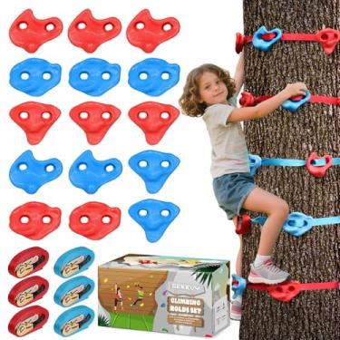 Imagem de Tree Rock Climbing Kit for Kids - 15PCS Climbing Holds & 6 Ratchet Straps | No-Drill Tree Climbing Rocks | Outdoor Ninja Warrior Course | Birthday Gift for Boys Girls Ages 3+
