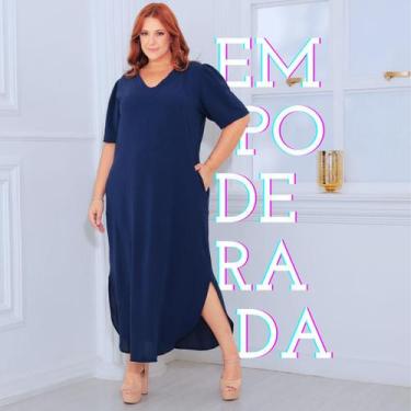 Imagem de Vestido Longo Plus Size Curvy Manga Curta Large Tendência - Lia Rosa, 
