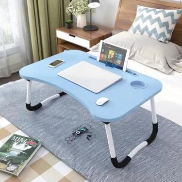 Imagem de Mesa Cama Notebook Portátil Dobrável Home Office Infantil Quarto Cama Sala Multiuso(AZUL)