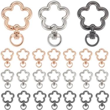 Imagem de SUNNYCLUE 1 caixa, 24 peças, fecho de chaveiro, fecho giratório, chaveiro, ouro, prata, metal, fofo, flor, mola, gancho, lagosta, para chaveiro, artesanato, bolsas, suprimentos, festas, casamentos