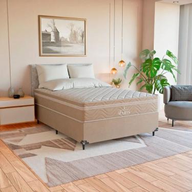 Imagem de Cama Box Casal Bege + Colchão Paris Molas Ensacadas Bege - eShop casa