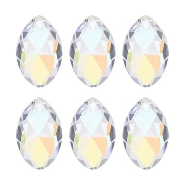 Imagem de PATIKIL Pingentes de cristal K9, contas ovais, pacote com 6, lustre de 38 mm, peças de prismas, contas penduradas, lâmpada DIY para decoração de artesanato, galvanoplastia roxa