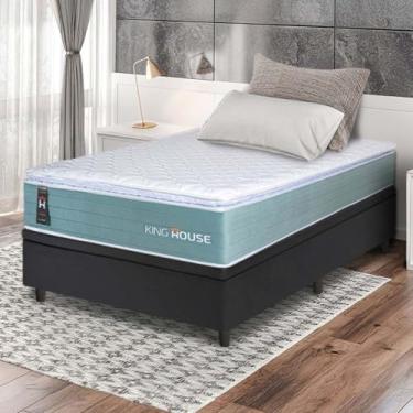 Imagem de Conjunto Box Baú Preto Lagos Verde Molas Ensacadas Solteiro 96x203x73 - King House