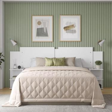 Imagem de Painel Cama Box Quarto Regulável 3 Tamanhos com 2 Mesas de Cabeceiras 