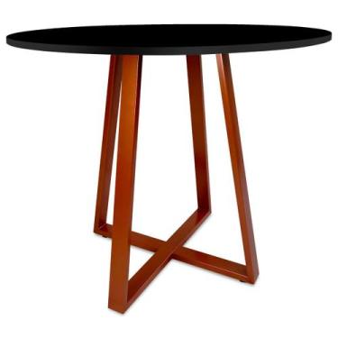 Imagem de Mesa De Jantar Para Cozinha Em aço Estilo Industrial Gizé Tampo Redond