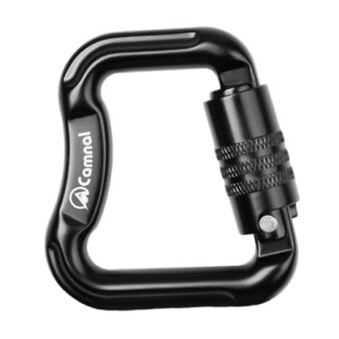 Imagem de Aymzbd Mosquetão de escalada multifuncional leve com trava de paraquedas para rapel e caminhadas, Preto