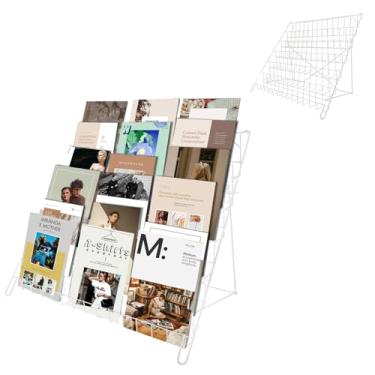 Imagem de NEESEEYEE Porta-revistas de arame de 6 níveis – Suporte de mesa de arame largo para exibição de mesa de escritório folheto literatura de quadrinhos suporte de prateleira de cartão de felicitações