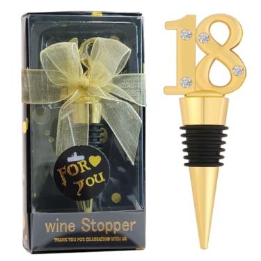 Imagem de Pacote com 24 lembrancinhas de festa de aniversário de 18 anos, rolha de vinho para lembranças de festa de aniversário de 50 anos, tema preto e dourado, decorações para convidados (24, preto 18)