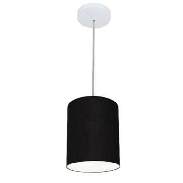 Imagem de Lustre Pendente Cilíndrico Vivare Md-4012 Cúpula em Tecido 18x25cm - Bivolt