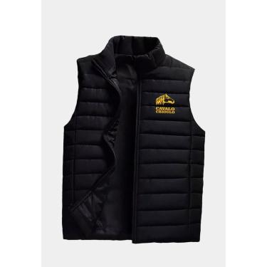 Imagem de Colete Puffer Estampa Cavalo Crioulo Capuz Removível Masculino-Masculino