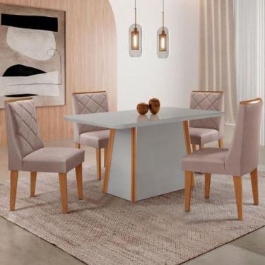 Imagem de Mesa Jantar Diane 120cm Tampo Mdf E Vidro 4 Cadeiras Isadora Moderna L