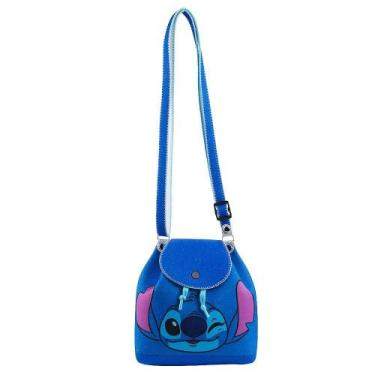 Imagem de Bolsa Tiracolo Azul Stitch Piscando Olho 16x8x17cm - Disney - Taimes