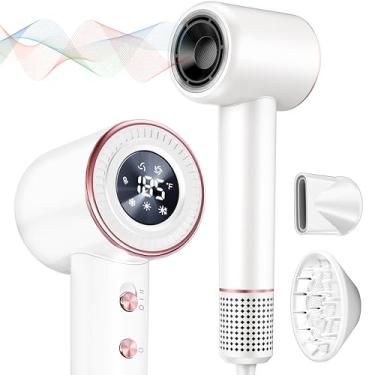 Imagem de Rudd Secador de cabelo com difusor, secador de cabelo de alta velocidade com tela, motor sem escova de 110.000 RPM para secagem rápida, 200 milhões negativo de baixo ruído, branco