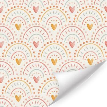Imagem de LHIUEM Papel de parede colorido arco-íris descascar e colar, papel de parede boho pastel (17,3 x 118 pol.) Papel de parede de contato de casa de campo boho, papel de parede adesivo feminino arco-íris