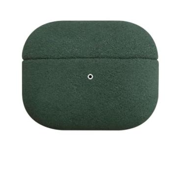 Imagem de Capa de couro para AirPods Alcantara de luxo importado da Itália, capa de fone de ouvido feita à mão para Airpod (verde, Airpod 4)