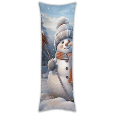 Imagem de Capa de travesseiro de corpo de boneco de neve trabalhadora, ultramacia, respirável, longa, 137 x 50 cm, fronha decorativa com zíper oculto para sofá de quarto