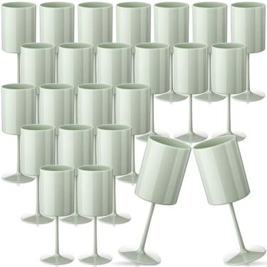 Imagem de Singhoow 24 peças de taças de vinho de acrílico com hastes de 283 g copos quadrados de vidro colorido transparente elegante taças de champanhe para decoração de festa de casamento, aniversário, jantar