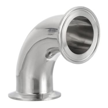 Imagem de PATIKIL Cotovelo de 90 graus 1 3/4 "(45 mm) OD, acessórios para tubos sanitários de aço inoxidável 304 5.1 cm braçadeiras sanitárias Tri 64 mm Flange de virola OD para sistemas de encanamento de