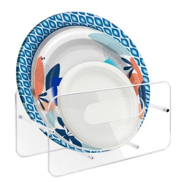 Imagem de Beitiny Dispensador de placa de papel, suportes de placa de plástico acrílico, prateleiras descartáveis de 18 a 30 cm para armário, bancada, cozinha, 1 pacote