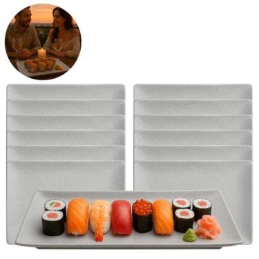 Imagem de 12 Travessas Retangular Melamina Granilite P/ Servir 24,5cm - Lyor