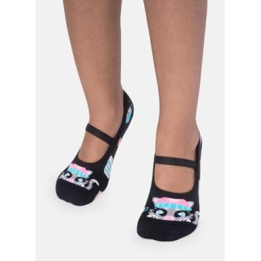 Imagem de Meia Sapatilha Puket Kids Antiderrapante Gata Preto 23 a 27, Preto, 23
