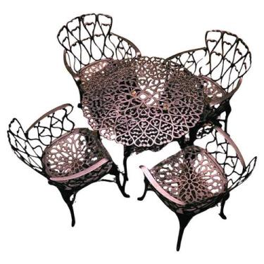 Imagem de Conjunto de Jardim 4 Poltronas Viena 1 Mesa Alumínio Fundido Piscina -