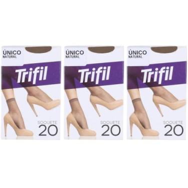 Imagem de Kit 3 Meia Soquete Social Básica Natural Fio 20 - Trifil