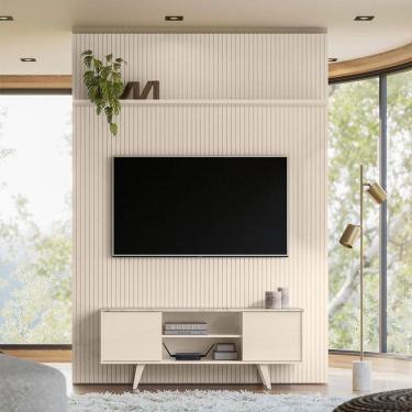 Imagem de Painel Piso Teto New Interlagos com Rack Bancada Lisboa New Panorama Ambiente Calacata Off White - Madetec