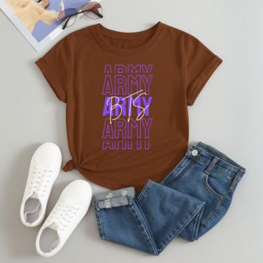 Imagem de Camiseta Algodão Unissex Estampada Army Bts 275 Blusa Despojado Modinh