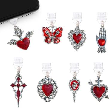 Imagem de RNFVJH 8 peças de pingentes de plugue antipoeira com tema de Halloween - Plugue universal antipoeira para iPhone, portas tipo C - Proteja a porta de carregamento do seu telefone com este adorável