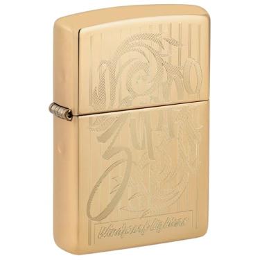 Imagem de Zippo Isqueiro de bolso de latão polido com design de filigrana em espiral