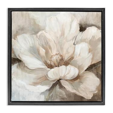 Imagem de Stupell Industries Design de arte de parede em tela flutuante emoldurada com flor exuberante em branco preto por Nina Blue, 63 x 63 cm