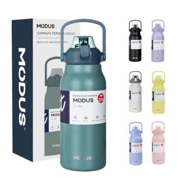 Imagem de Garrafa Térmica 1700ml - Duplamente Isolada a Vácuo, Canudo e Base Emborrachada Anti Derrapante, Mantém Bebidas Quentes por 12 Horas e Geladas por 24 Horas (Verde)