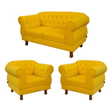 Imagem de Um Sofá 2,00cm + Duas Poltronas Chesterfield Elisabeth