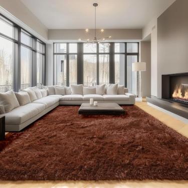Imagem de ONASAR Tapetes marrons 20 x 25 cm para sala de estar, tapete felpudo grande e fofo, lavável, macio, grosso, felpudo, grande, tapete para crianças, meninos e meninas, adolescentes, berçário, decoração