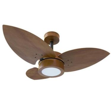 Imagem de Ventilador de Teto Lótus Madeira 3 Pás LED 6000K Marrom/Imbuia 110V + 