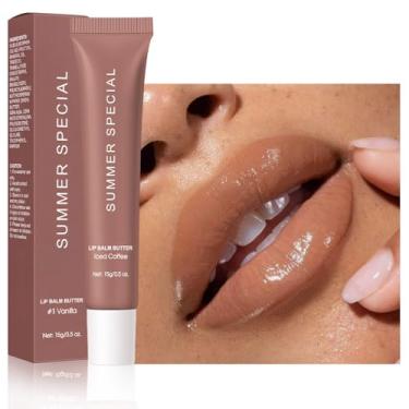 Imagem de HHLTOH Bálsamo labial ultra hidratante para o verão, protetor labial vegano natural para hidratação instantânea, brilho e hidratação, com cor pura, suaviza e suaviza os lábios secos, hidratante labial