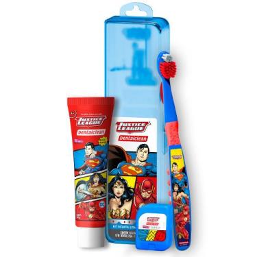 Imagem de Kit Creme Dental Escova de Dente Fio Dental Dentalclean Liga da Justiç