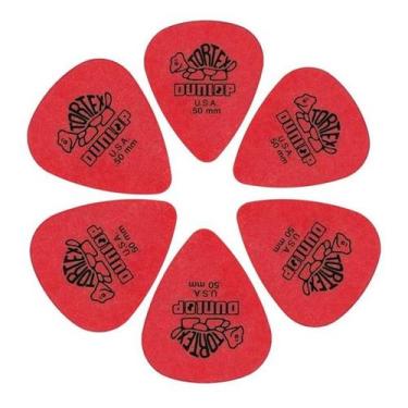 Imagem de 6 Palheta DUNLOP Tortex 0.50 mm Standard guitarra vermelha