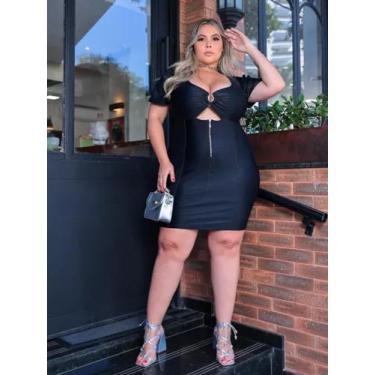 Imagem de Vestido Feminino Plus Size  Ziper Festa - JOSY MODAS, Preto, G2