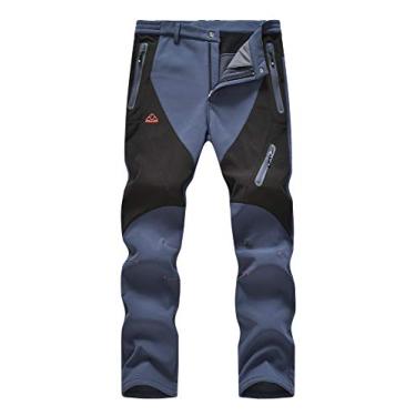 Imagem de YSENTO Calças cargo masculinas forradas com lã para esqui, neve, inverno, impermeável, softshell com isolamento térmico, Cinza, 48