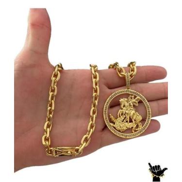 Imagem de Cordão + Pulseira 8Mm + São Jorge Banhados Ouro 18K Feminino - Vip Jói