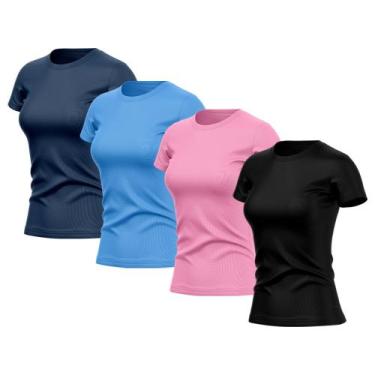 Imagem de Kit 4 Camisetas Feminina Dry Fit Básica Lisa Proteção Solar UV Térmica