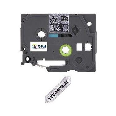 Imagem de Fita rotuladora brother 12mm tzc-mpsl31 preto no prata lanca compative