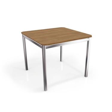 Imagem de Mesa de Sala Jantar Reno c/ Tampo 90cm Cromada/Nogueira - Kappesberg