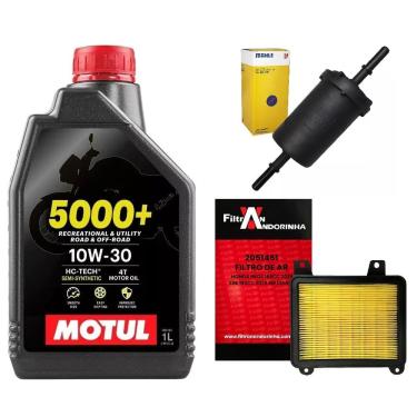 Imagem de Kit Manutenção Revisão Honda Bros 150 Óleo Motul 5000+ 10W30 1L + Filtro De Ar Filtran + Filtro De Combustível Mahle