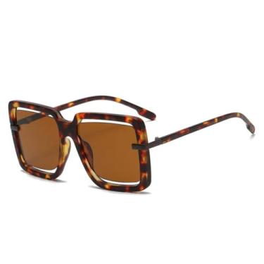 Imagem de Óculos de sol vintage grande com armação vazada, estilo punk, luxuoso, estilo candy shade, luxuoso, popular, masculino, UV400 (chá de pente)