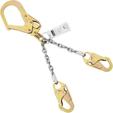 Imagem de TRSMIMA Conjunto de corrente de posicionamento de vergalhão - Cordão de segurança proteção contra quedas vergalhão de corrente com ganchos giratórios duplos de travamento automático posicionamento de