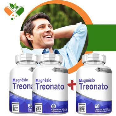 Imagem de Magnésio Treonato 500mg 60 Cápsulas - Kit 3 - 4Elementos